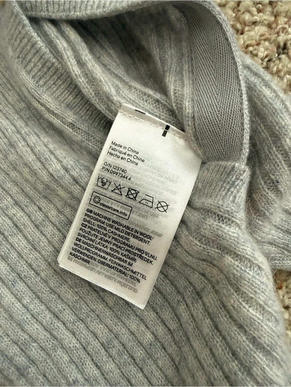 H&M Gray Cashmere Natural Fiber, Gender Neutral Baby/Toddler One-Piece Knit